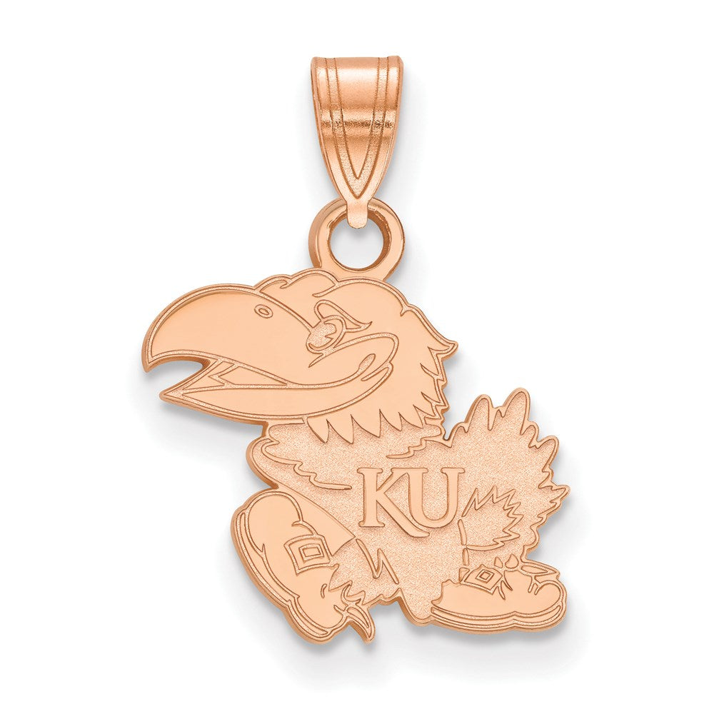Sterling Silver Rose Gold-plated LogoArt University of Kansas Small Pendant