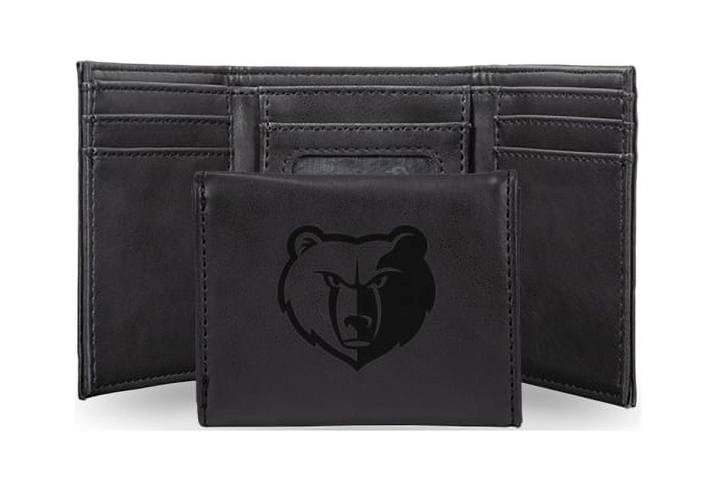 Basketball Rico Industries Memphis Grizzlies Black Laser Engraved Trifold Laser Engraved Tri-Fold Wallet - Men's Accessory