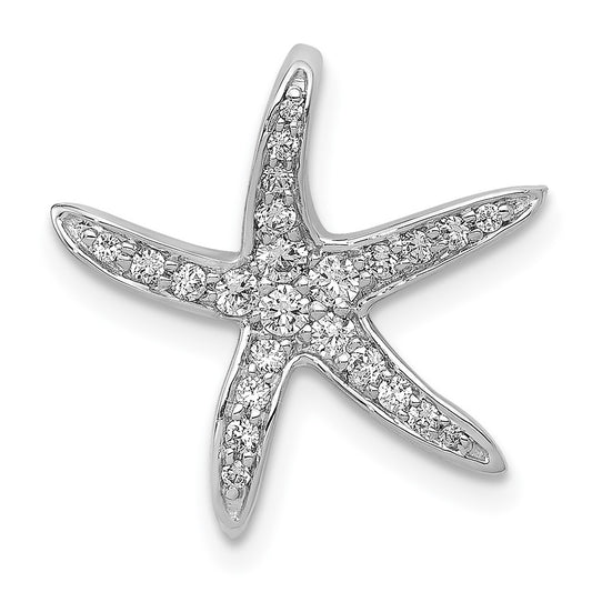 14k White Gold 1/4 carat Lab Grown Diamond VS/SI+ G+ Starfish Chain Slide Pendant