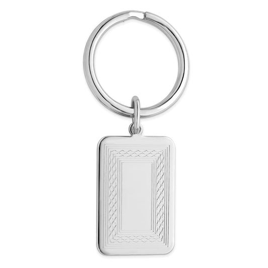 Rhodium-plated Kelly Waters Patterned Border Key Ring QGL8715