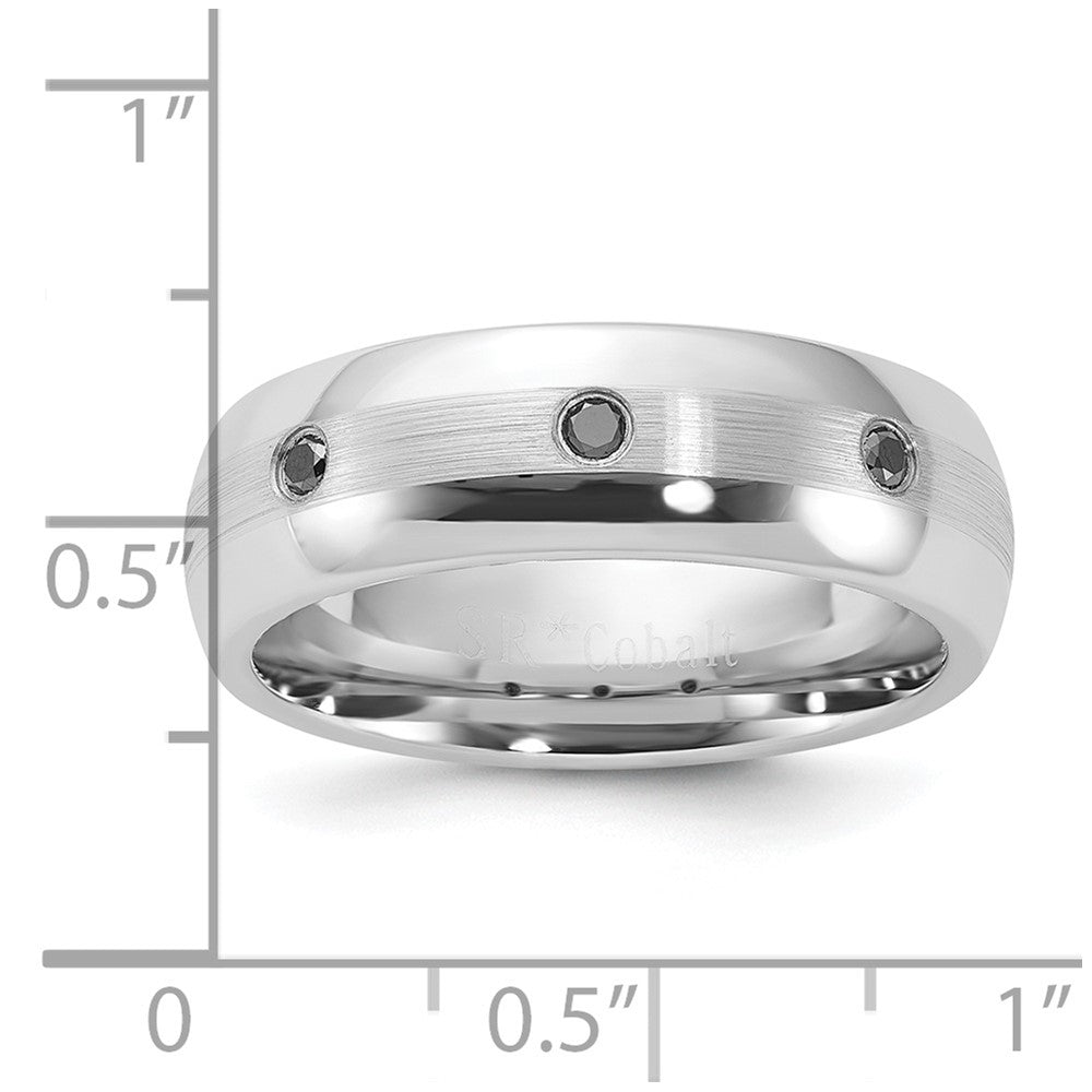 Cobalt Polished & Brushed Stripe Black Diamond 7mm Men's Band