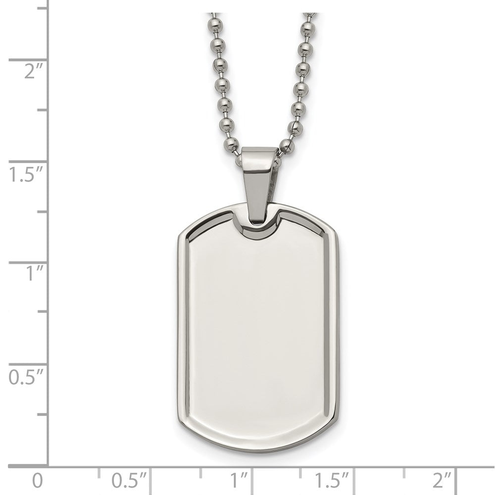 Stainless Steel Polished 20in Dog Tag Necklace