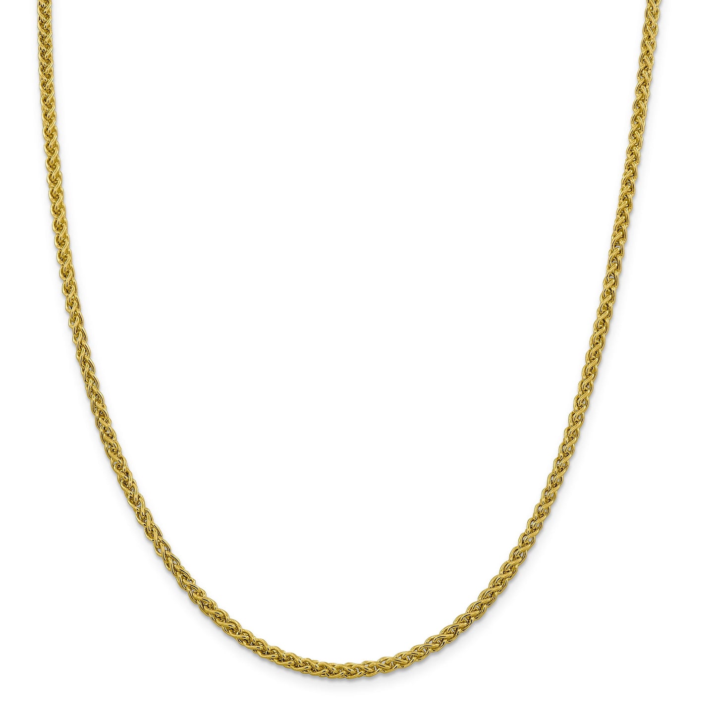 14K 22 inch 3.45mm Semi-Solid Wheat with Lobster Clasp Chain