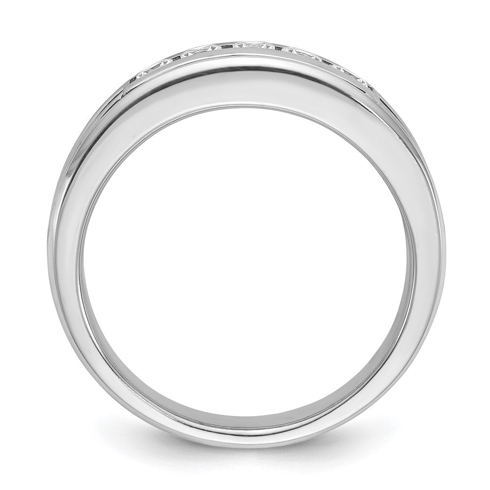 IBGoodman 14k White Gold Men's Polished and Textured Square 5-Stone Ring Mounting
