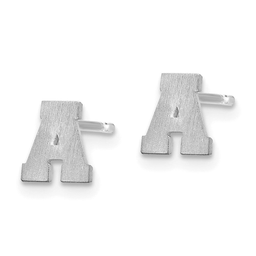 14KW Brushed  Letter A Initial Post Earrings