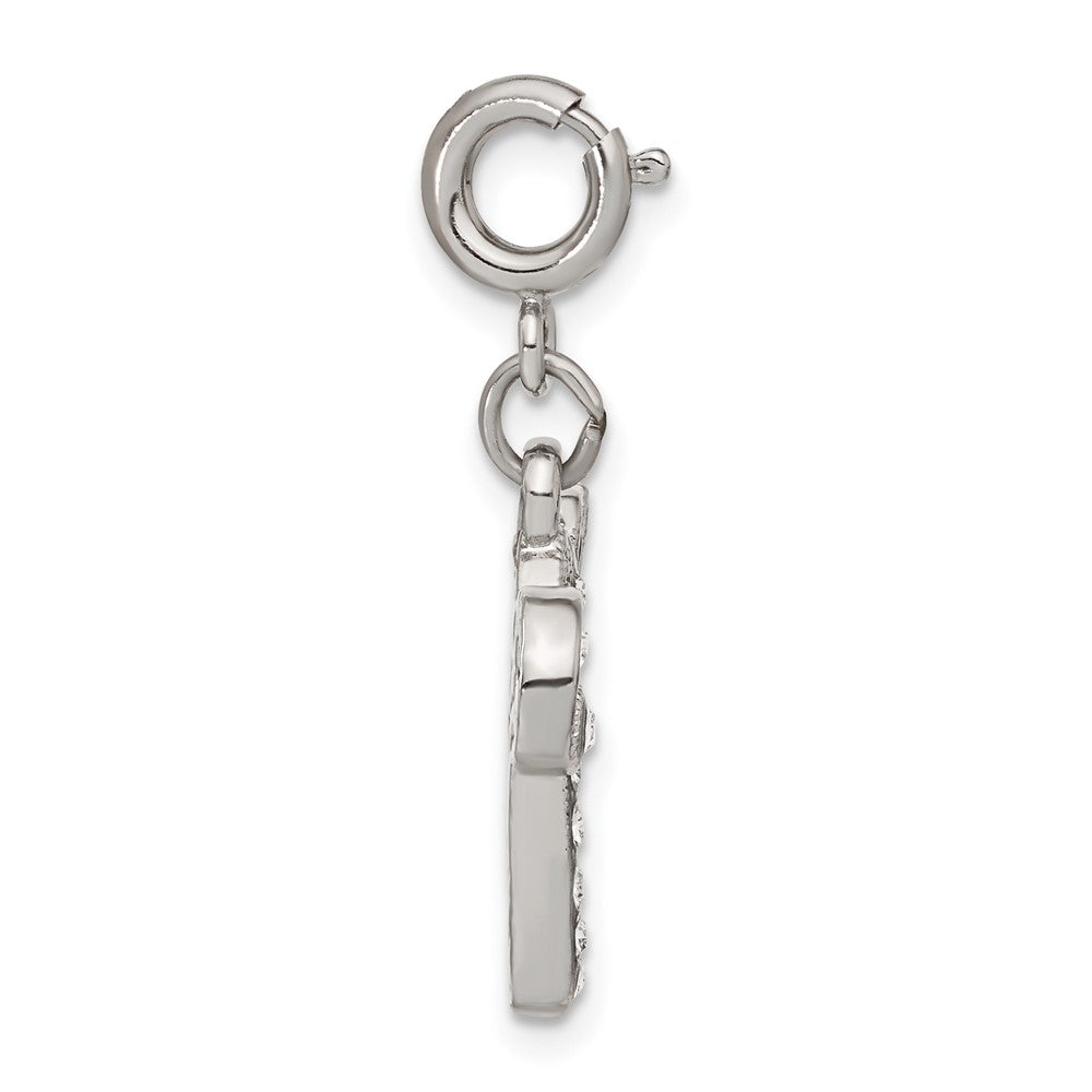 1928 Silver-tone Crystal Initial W Spring Ring Charm