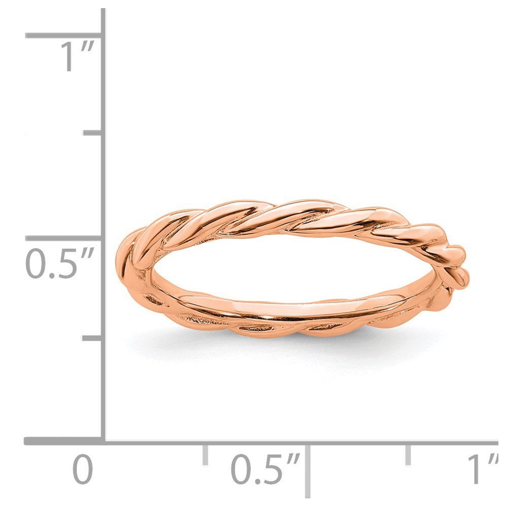 Sterling Silver Stackable Expressions Pink-plated Twist Ring Size -9