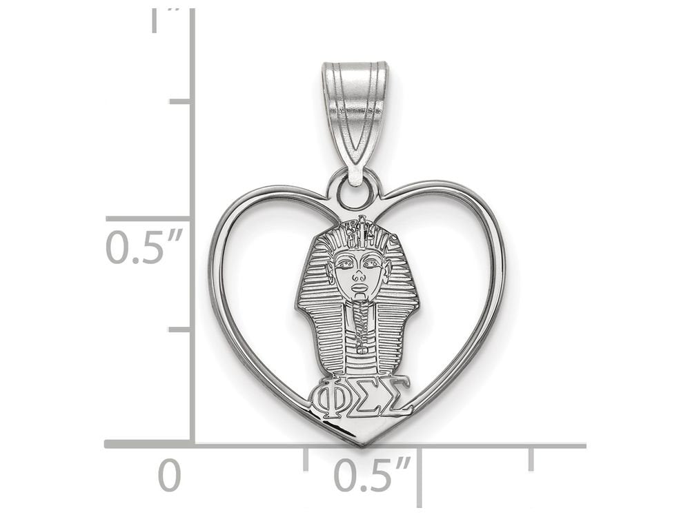 Sterling Silver Official Licensed Greek Sororities Phi Sigma Sigma (???) Heart Pendant