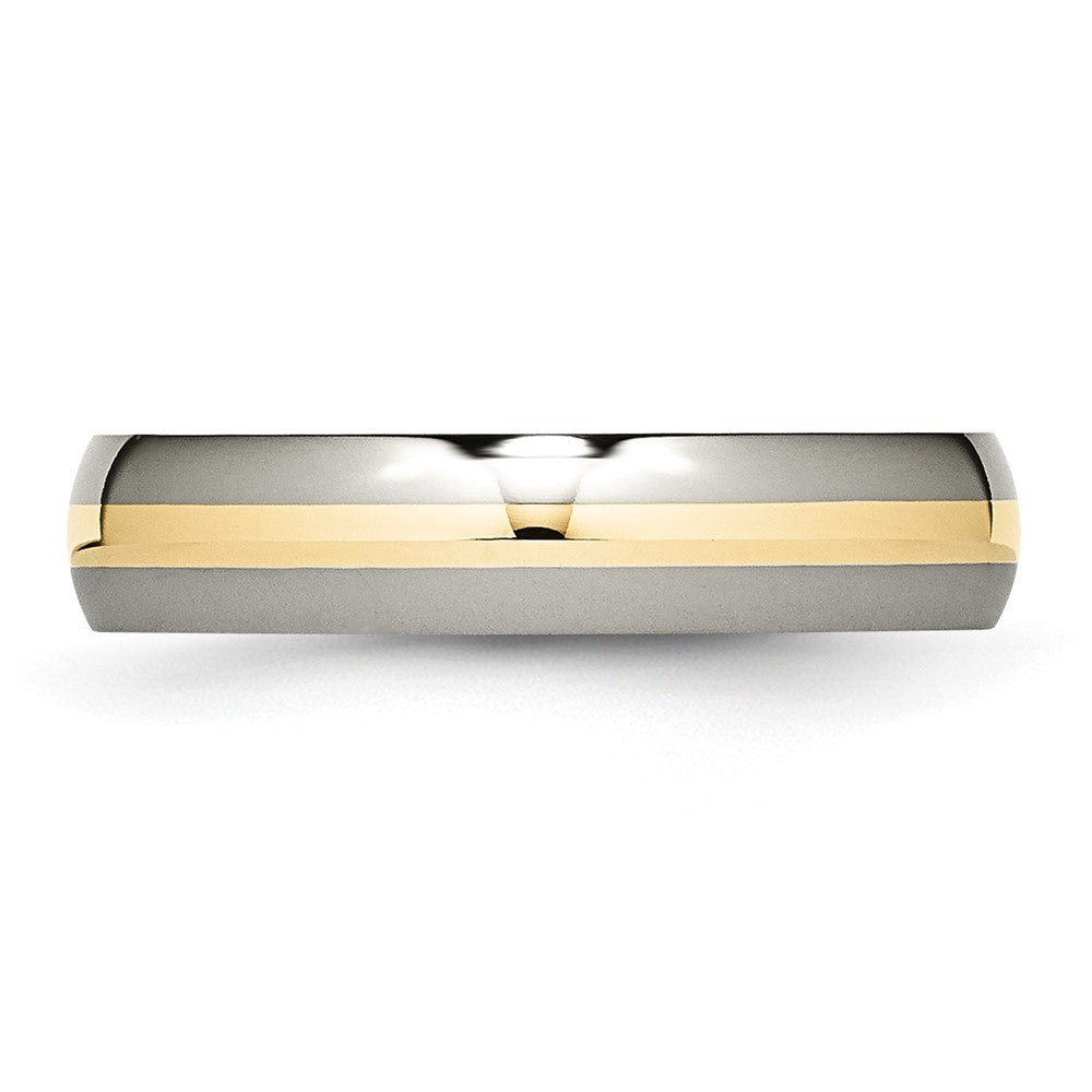 Titanium Polished w/14k Yellow Inlay 5mm Band Size - 9.5