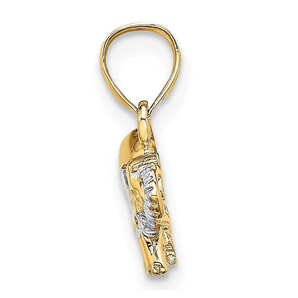 14k w/ Rhodium Small Elephant Charm