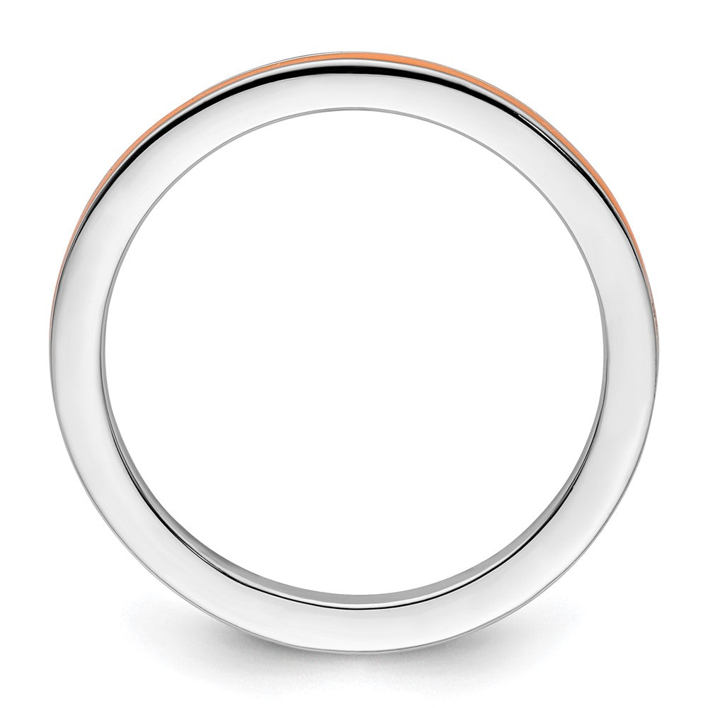 Sterling Silver Stackable Expressions Orange Enameled 1.5mm Ring Size -7