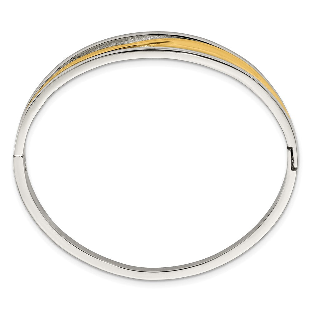 Stainless Steel Polished Yellow IP-plated Hinged Bangle 6.75 inches