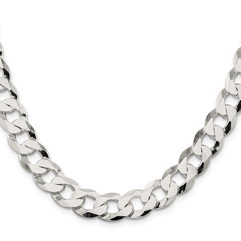 Sterling Silver 11.75mm Flat Curb Chain 20 Inches