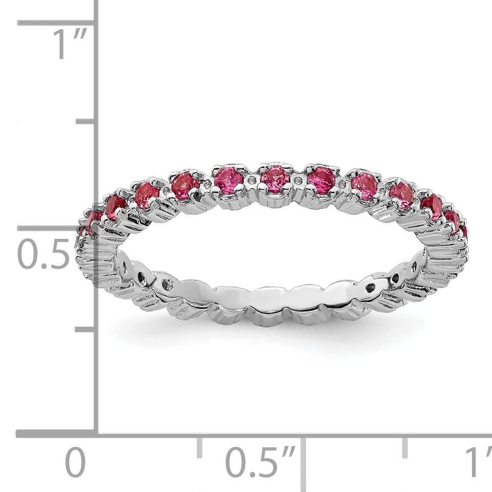 Sterling Silver Stackable Expressions Pink Tourmaline Ring Size -8