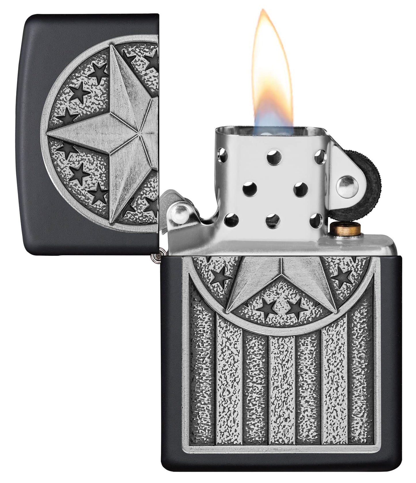 Zippo American Metal Emblem Black Matte Pocket Lighter