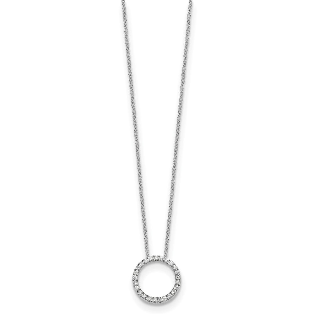 14k White Gold Diamond Circle 18 inch Necklace
