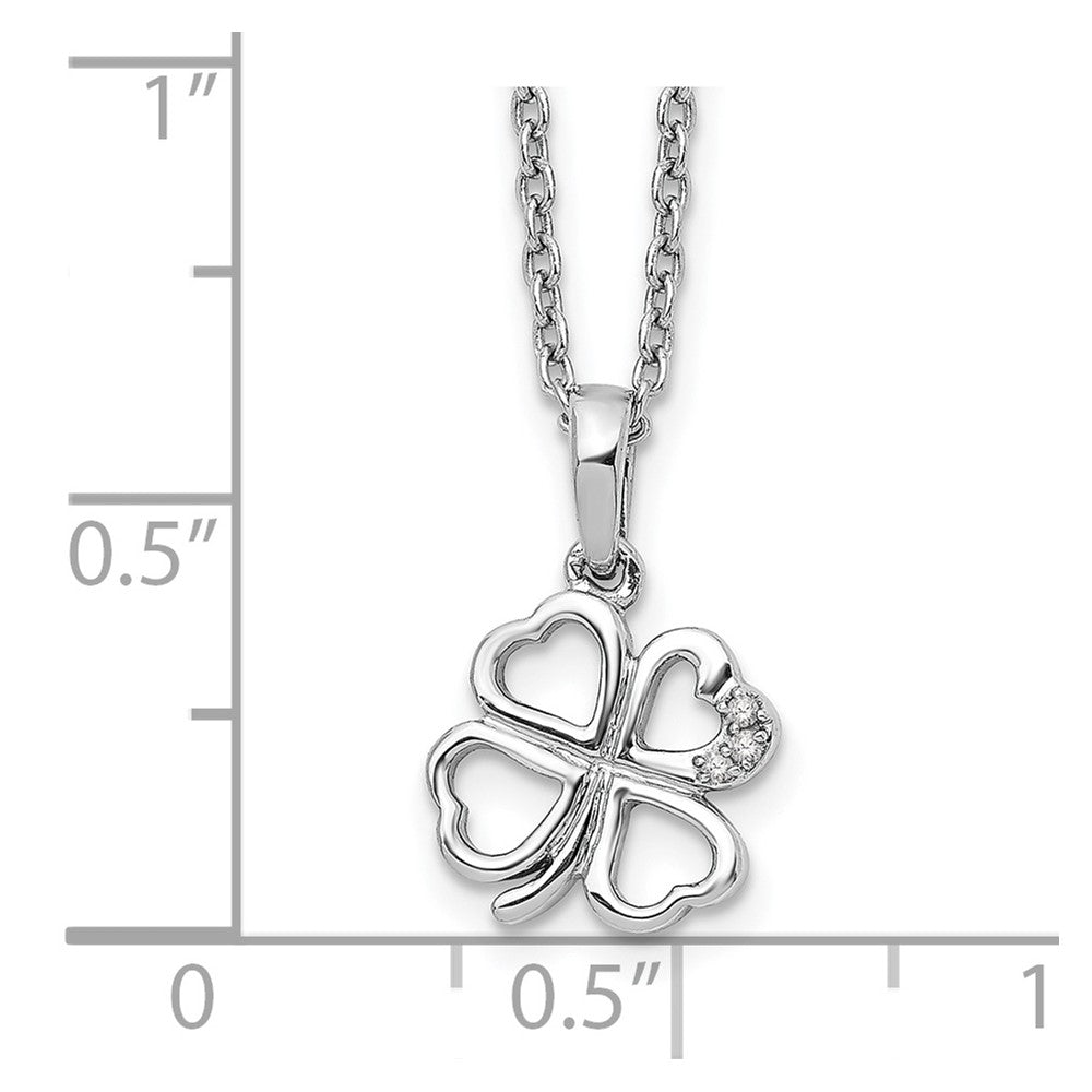 White Ice Sterling Silver Rhodium-plated 18 Inch Diamond Clover Necklace with 2 Inch Extender 18 Inches