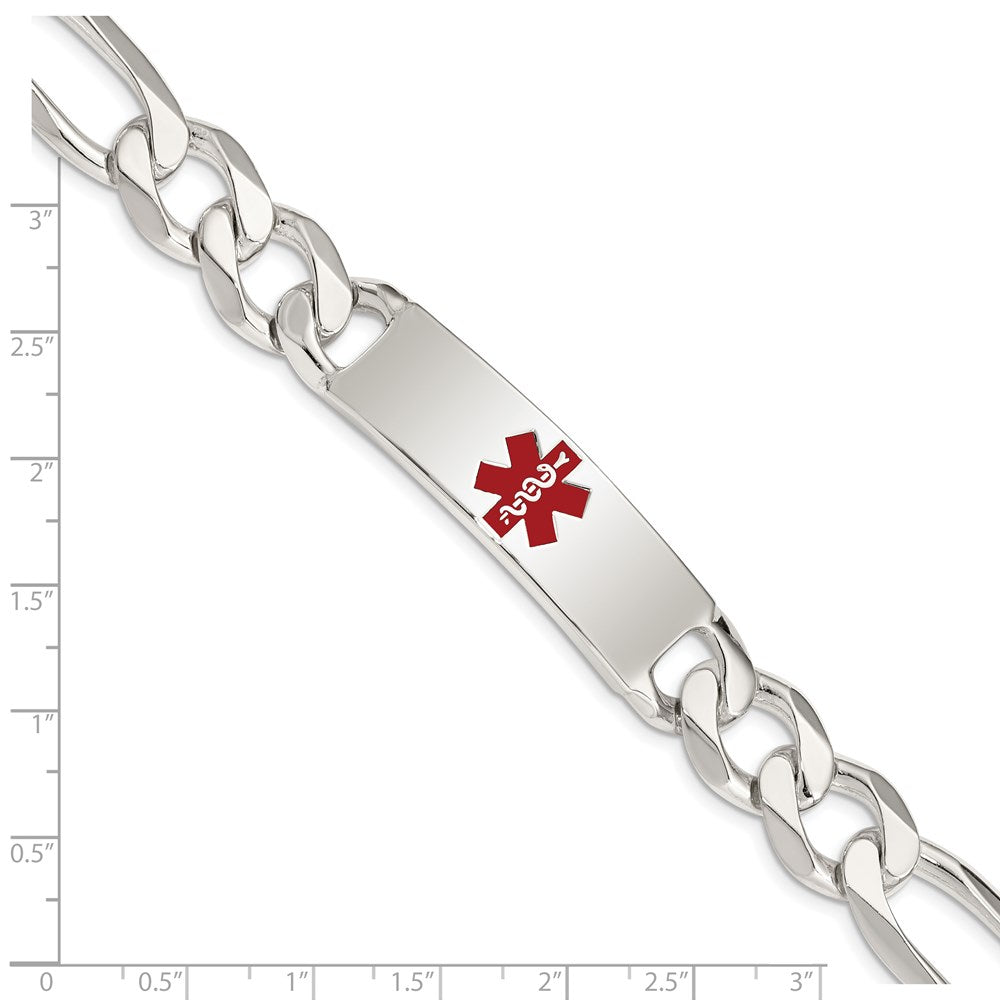 Sterling Silver Polished Medical Figaro Anchor Link ID Bracelet 8.5 inches