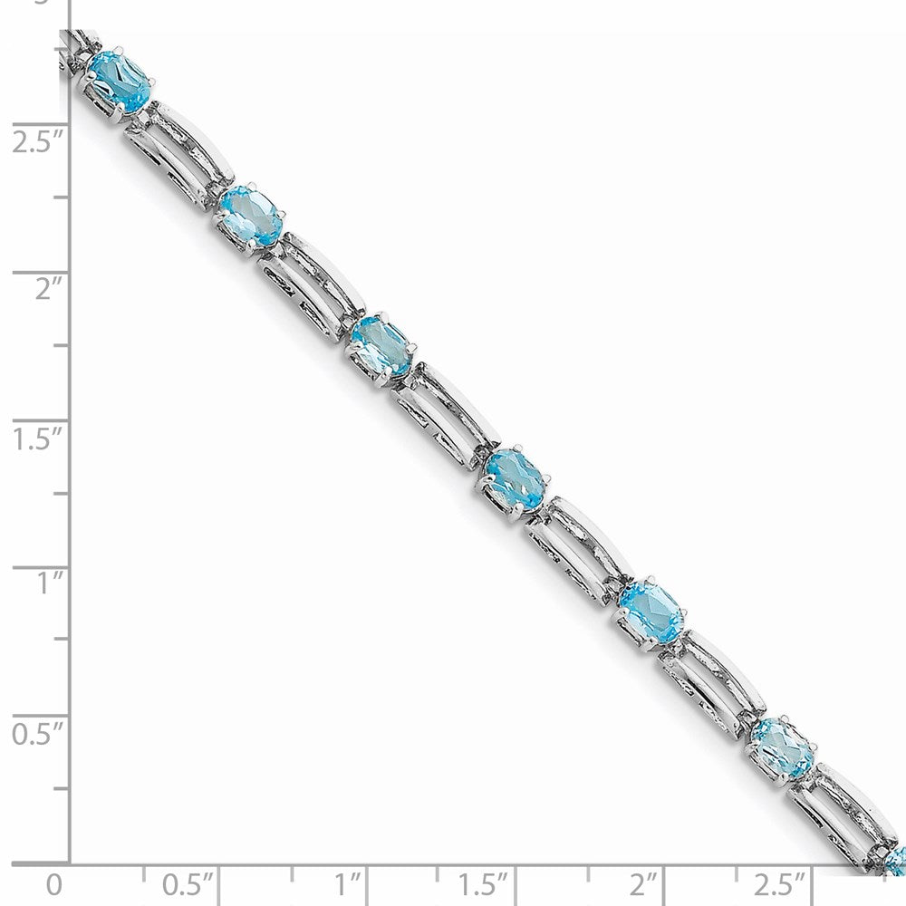 Sterling Silver Rhodium-plated Blue Topaz Bracelet 7 inches