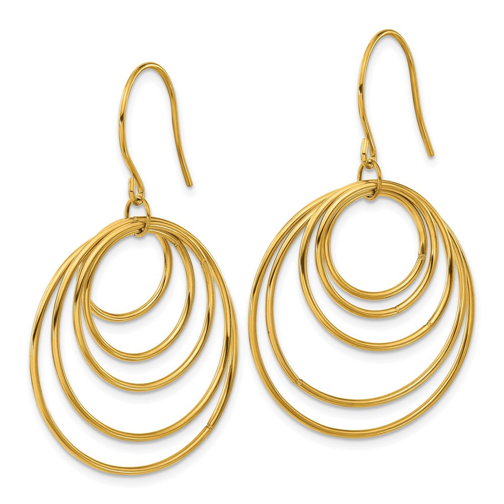 Stainless Steel Polished Yellow IP-plated Multi-Circle Dangle Earrings