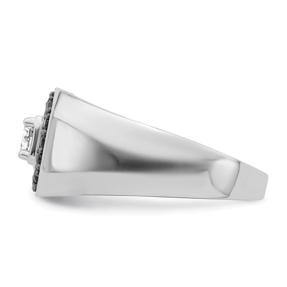 SS Created White Sapph & Genuine Black Sapph Men's Ring