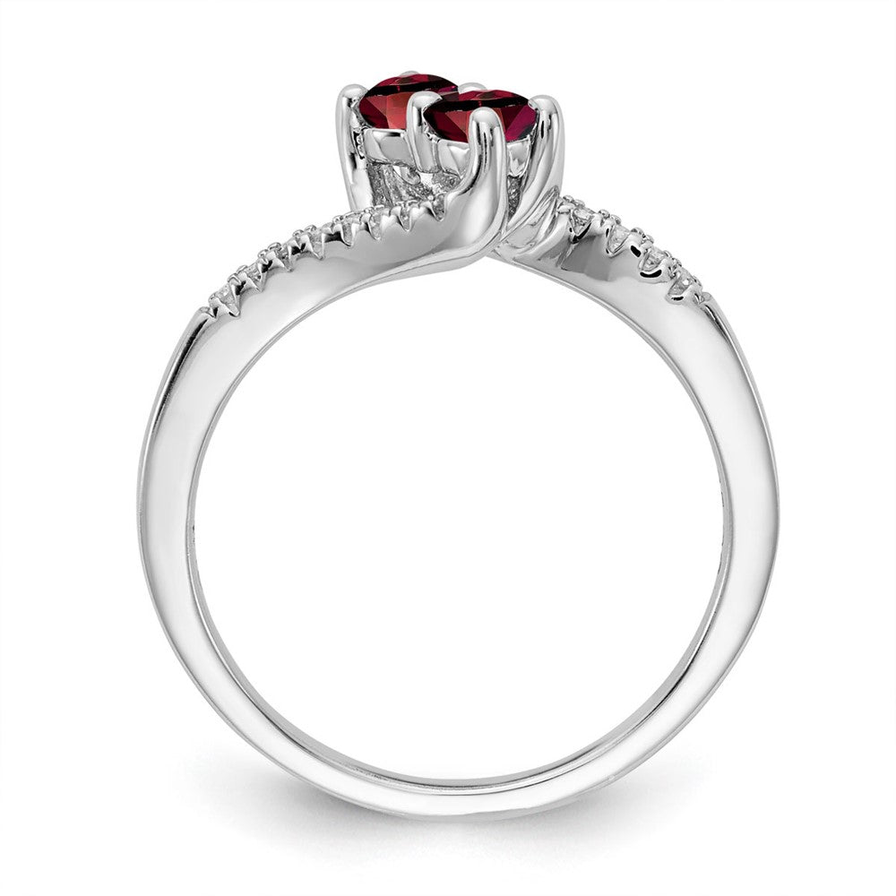 Sterling Silver Garnet & Diamond Ring