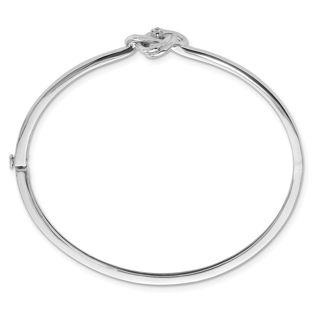 White Ice Sterling Silver Rhodium-plated Diamond Love Knot Hinged Bangle Bracelet 6.75 inches
