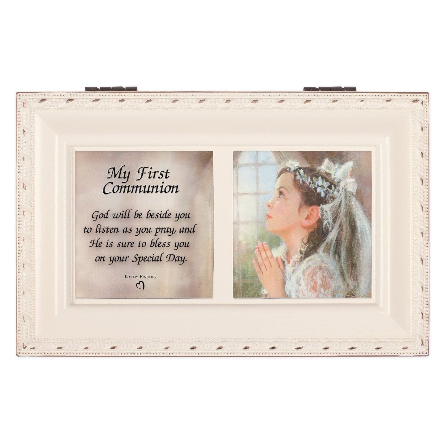Petite Ivory First Communion Girl Music Box - Perfect First Communion Gift