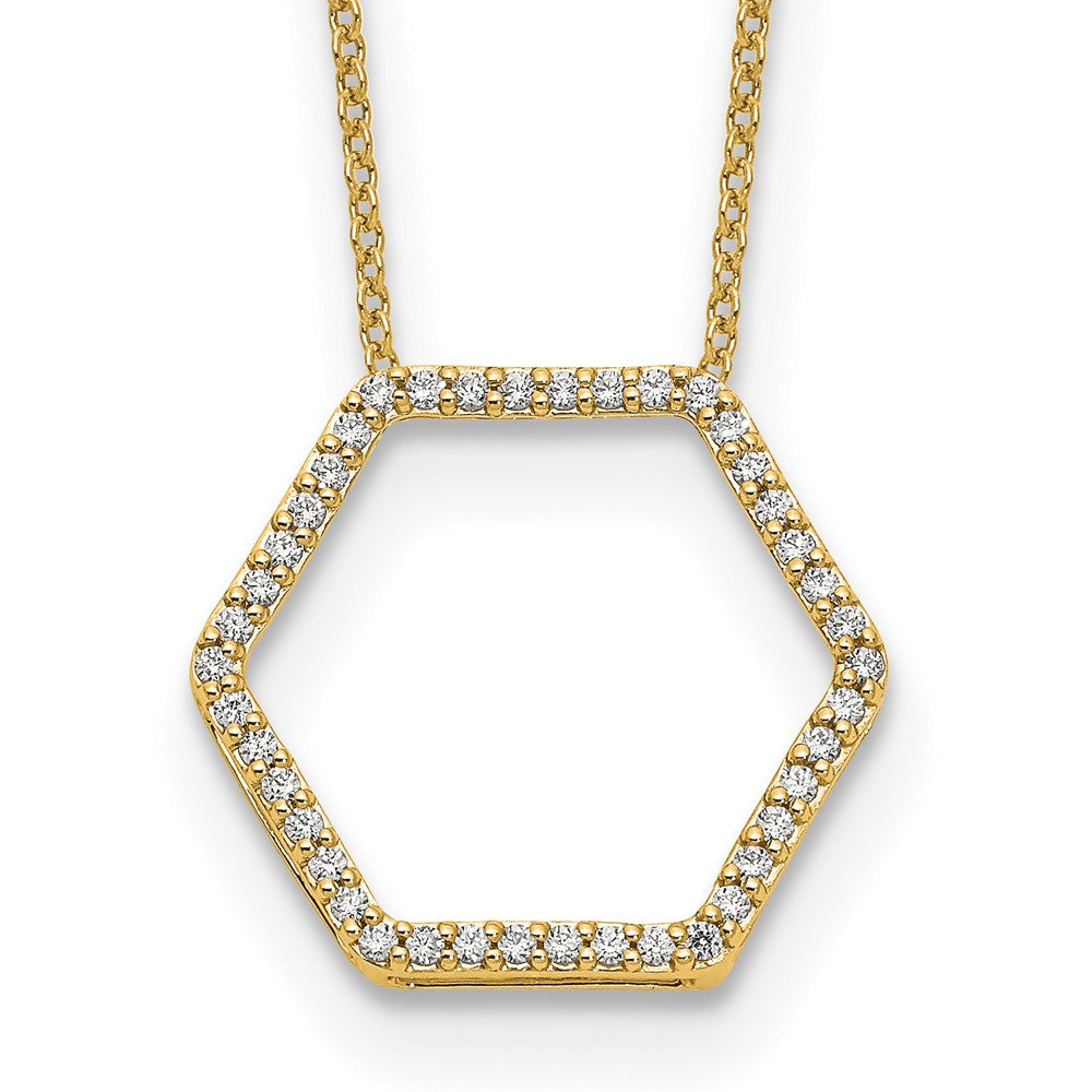 True Origin 14k 1/4 carat Lab Grown Diamond VS DEF 18 inch Hexagon Necklace