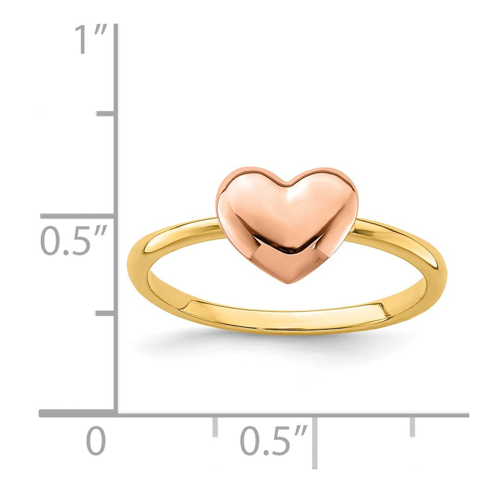 14K Two-tone Polished Heart Ring Size 7