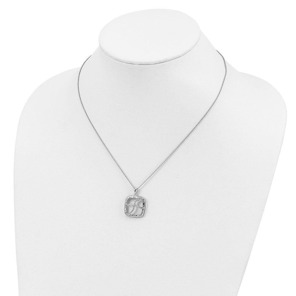 Sentimental Expressions Sterling Silver Rhodium-plated Antiqued CZ Sisters By Chance 18in Hearts Necklace 18 Inches