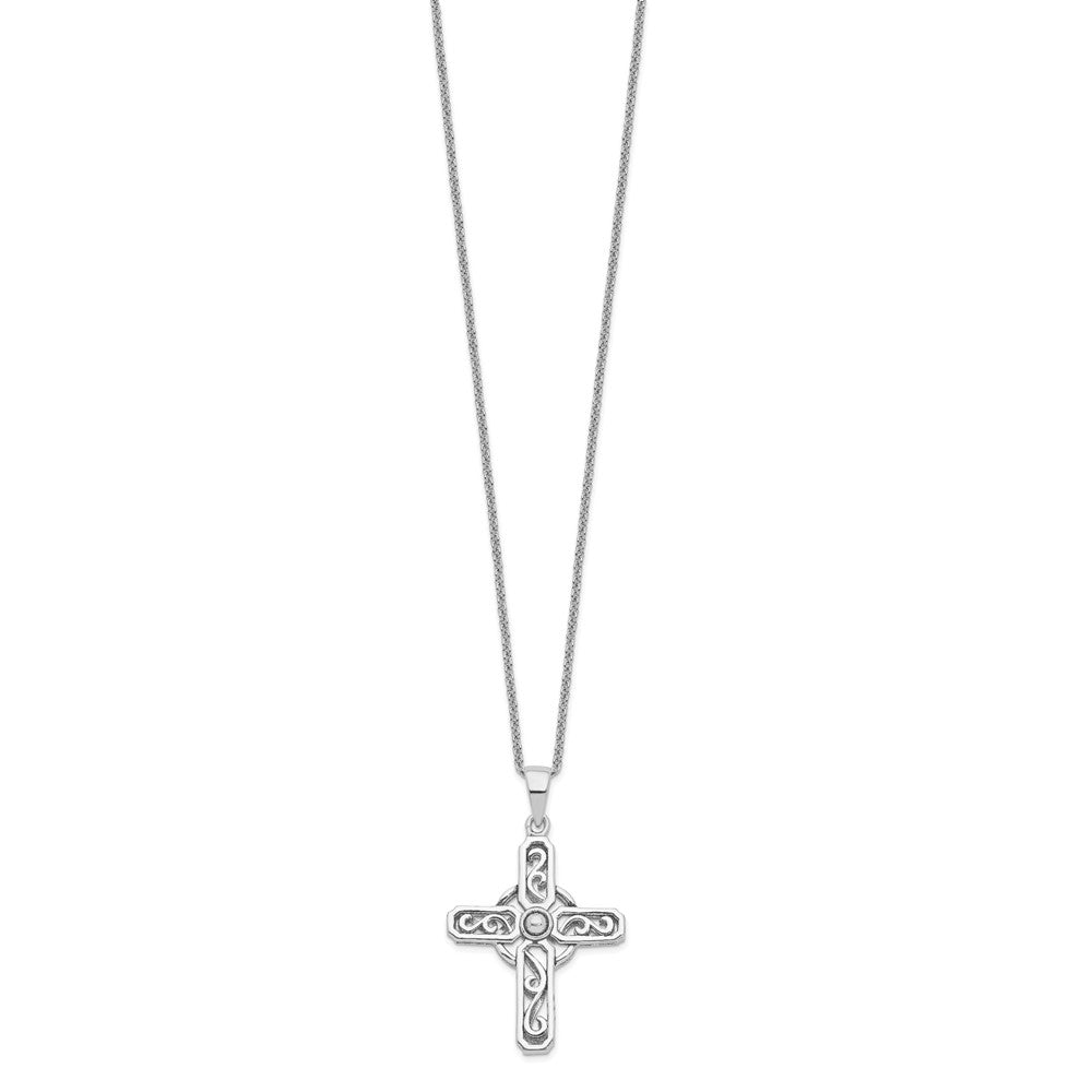 Sentimental Expressions Sterling Silver Rhodium-plated Prayer Cross 18in. Necklace 18 Inches