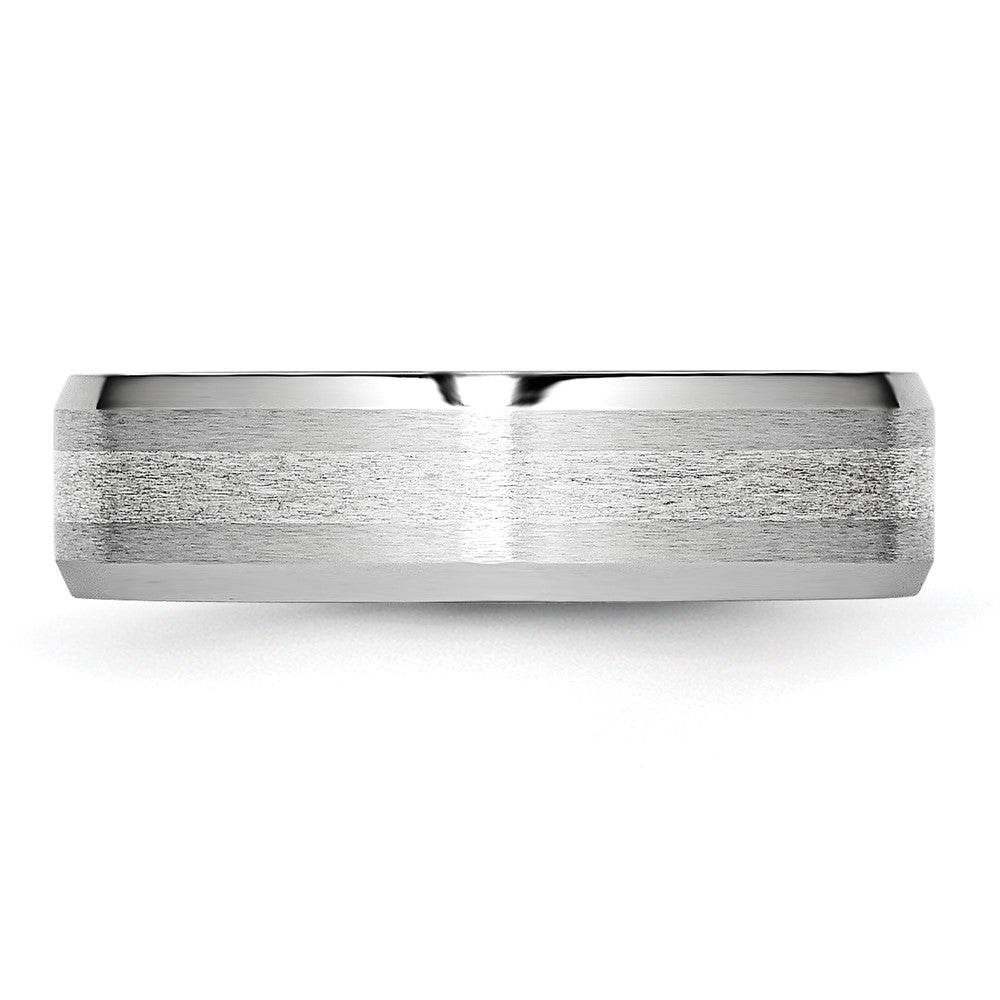 Cobalt Sterling Silver Inlay Satin/Polished 6mm Beveled Edge Band Size - 13