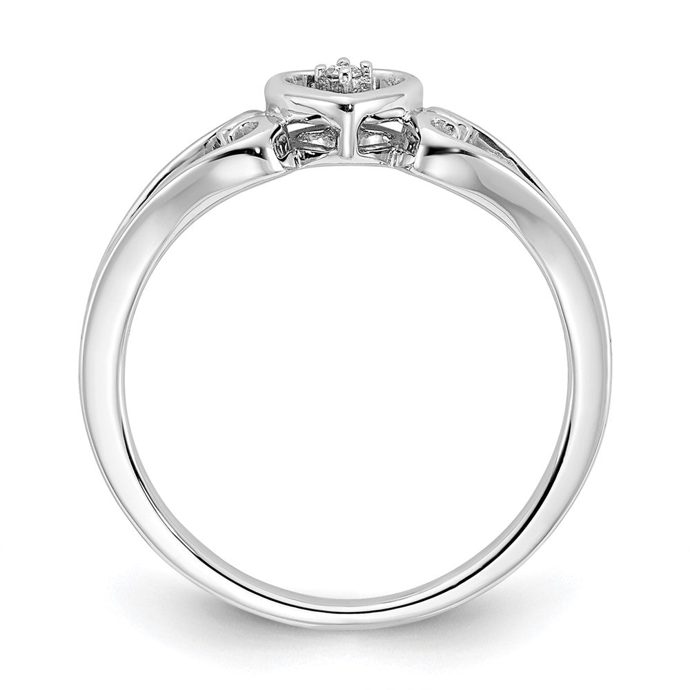 10K White Gold Polished Diamond Triple Heart Ring