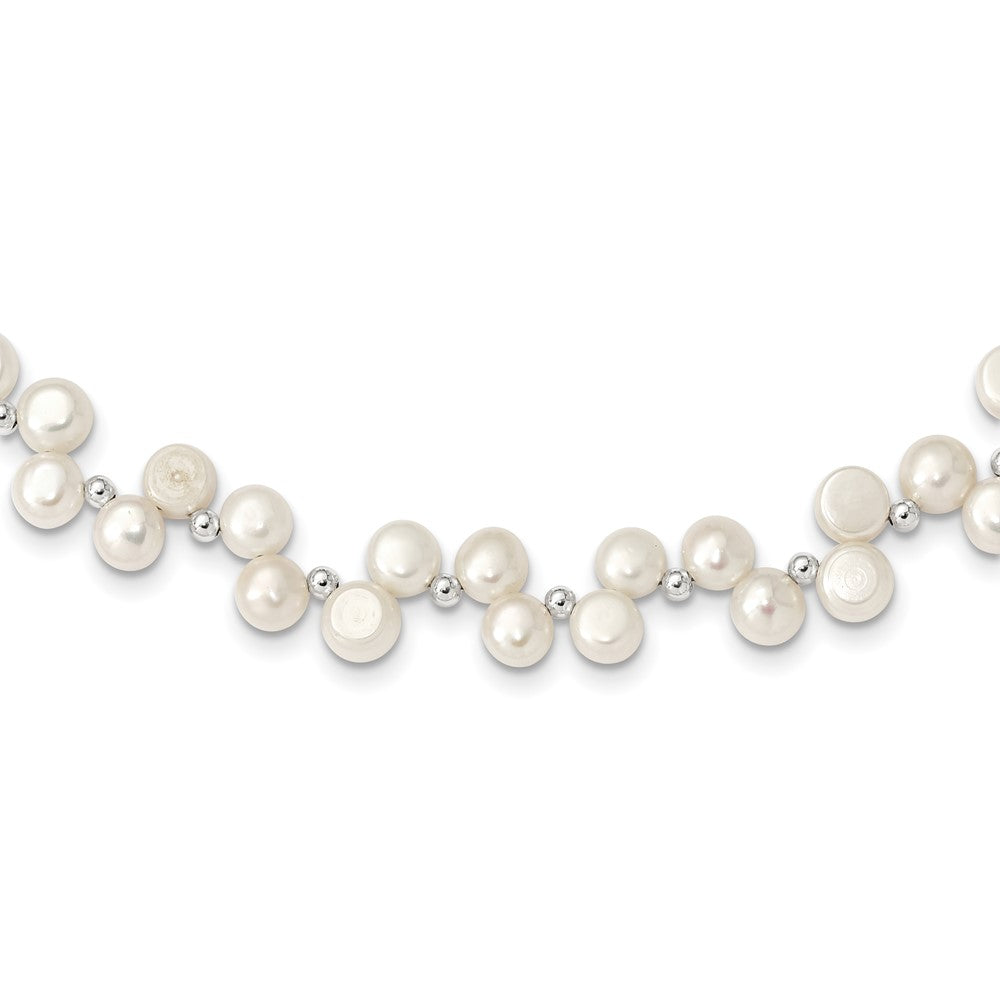 Sterling Silver FW Cultured Button Pearl 16in Necklace 16 Inches