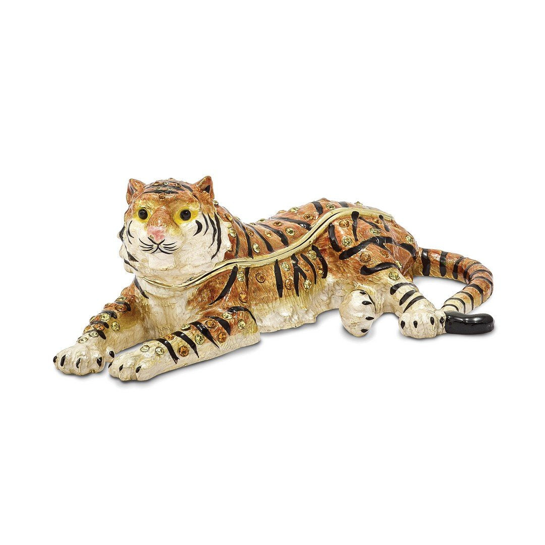 Pewter Enamel Tiger Trinket Box