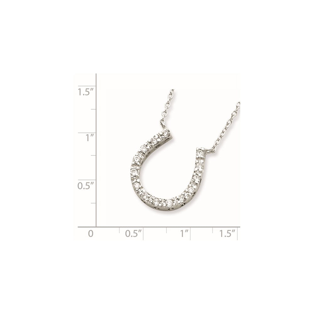 Sterling Silver Rhodium-plated CZ Horseshoe Necklace 16 Inches