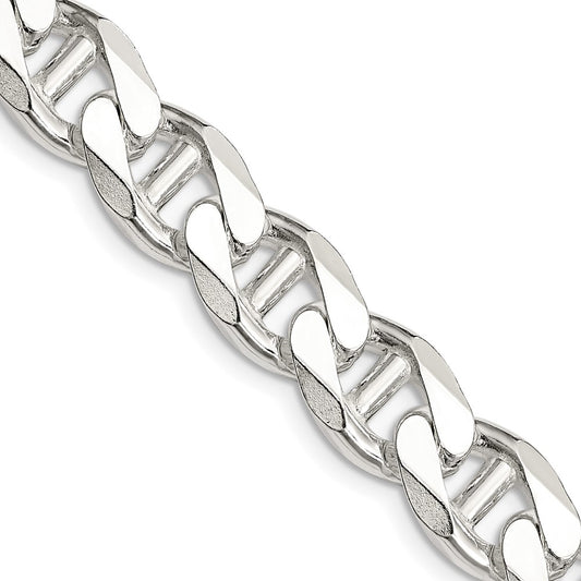 Sterling Silver 10.8mm D/C Flat Anchor Curb Chain 24 Inches