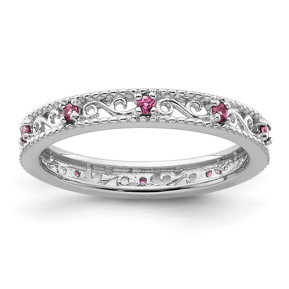 Sterling Silver Stackable Expressions Rhodolite Garnet Ring Size -10