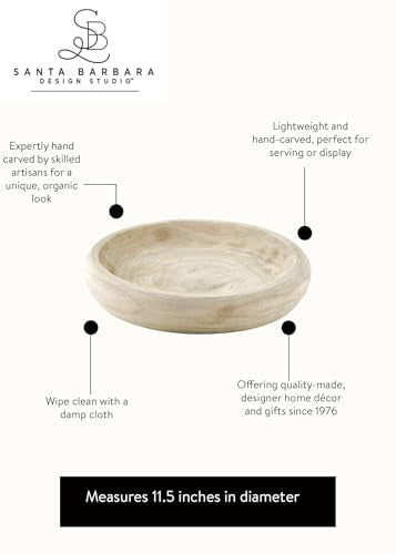 Santa Barbara Design Studio Table Sugar Hand Carved Paulownia Wood Serving Bowl, Large, Natural