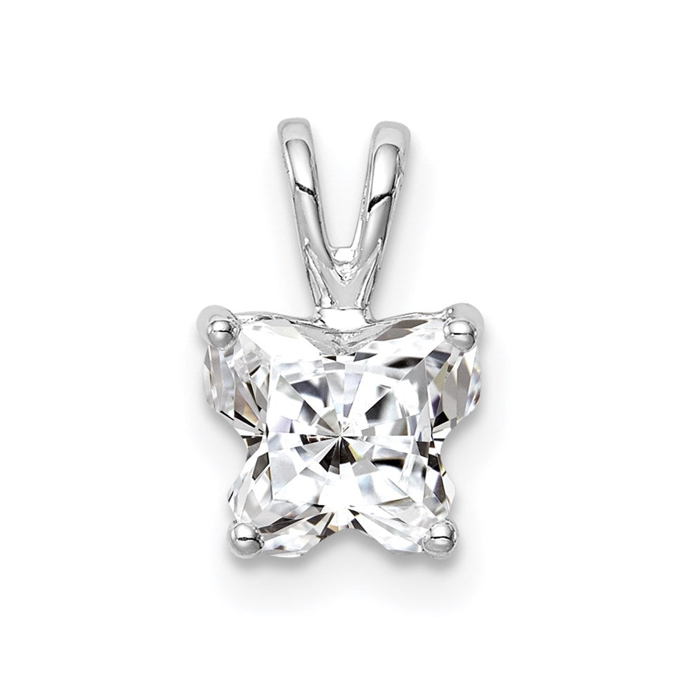 Sterling Silver Rhodium-plated CZ Butterfly Pendant