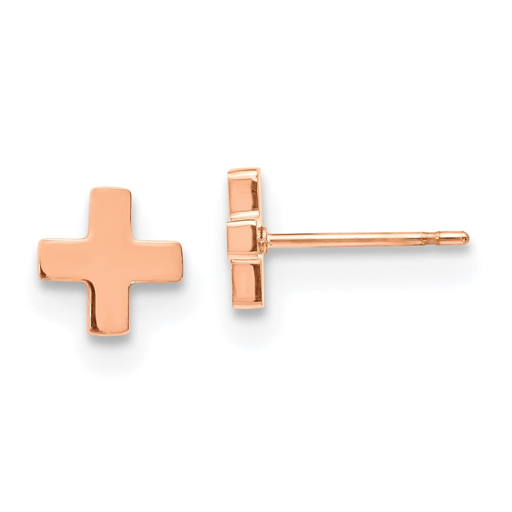 Stainless Steel Polished Rose IP-plated X Post Earrings