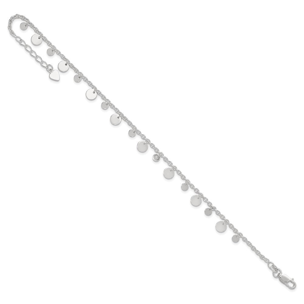 Sterling Silver Dangling Circle 9in Plus 1 in ext Anklet 10 inches