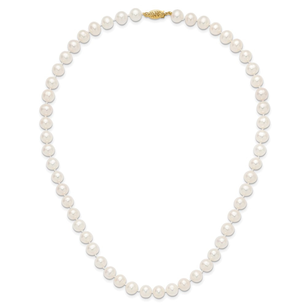 10k 7-8mm White Near-Round Freshwater Cultured Pearl 18 inch Necklace