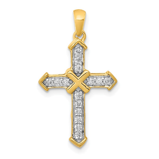14k 1/6 carat Lab Grown Diamond VS/SI+ G+ Cross Pendant