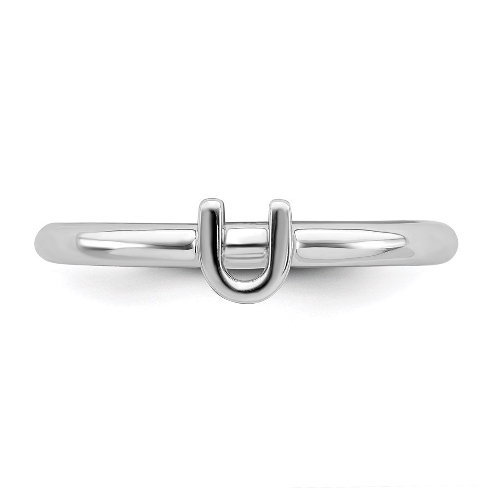 Sterling Silver Stackable Expressions Rhodium Letter U Ring