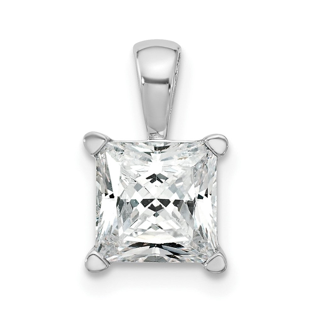 14k White Gold 2 carat Lab Grown Diamond VS/SI+ G+ Princess Complete Four Prong Pendant