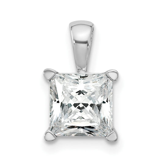 14k White Gold 2 carat Lab Grown Diamond VS/SI+ G+ Princess Complete Four Prong Pendant