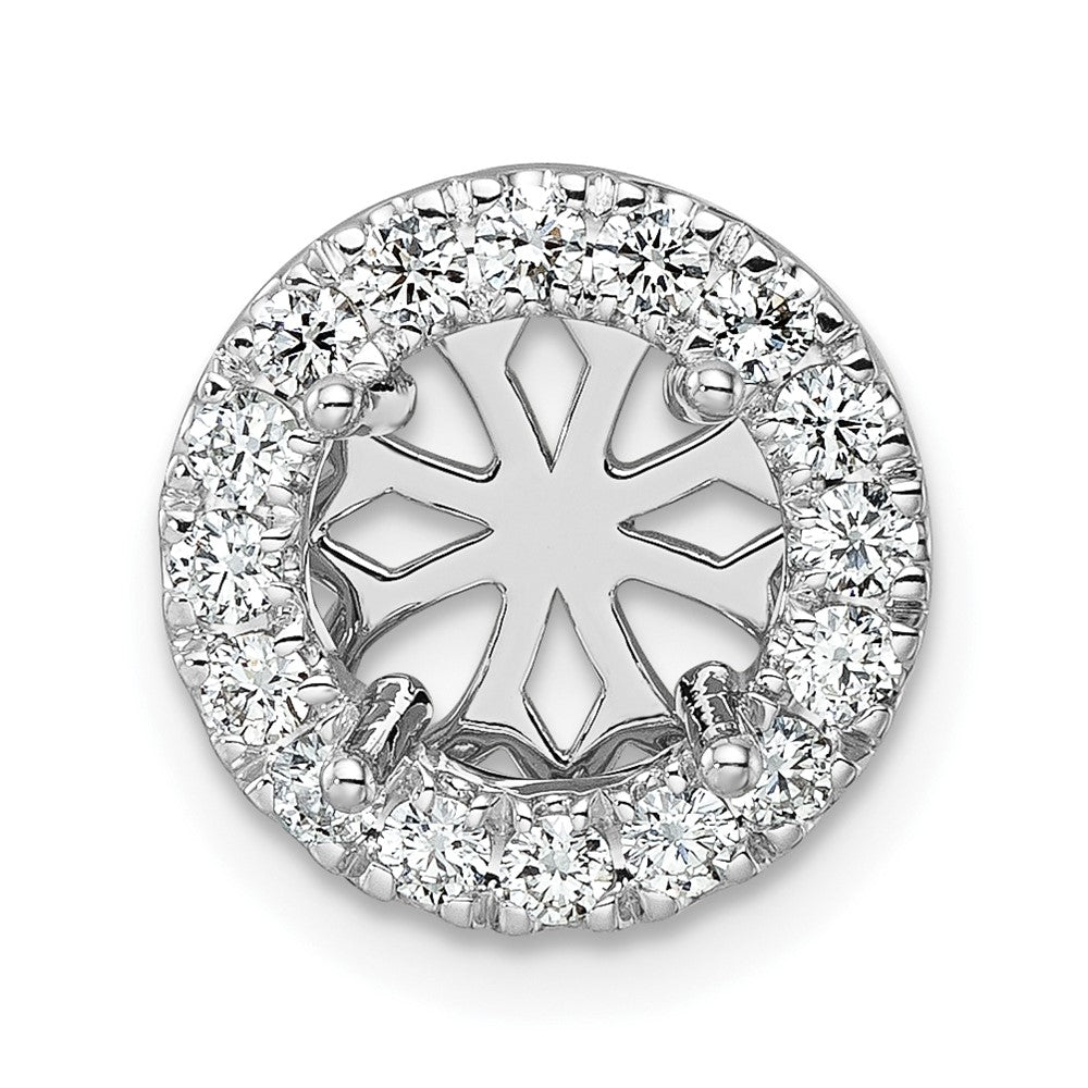 14k White Gold 1/2 carat Center Lab Grown Diamond VS/SI+ G+ Round Semi Mount 8.2mm Center Halo Chain Slide Pendant