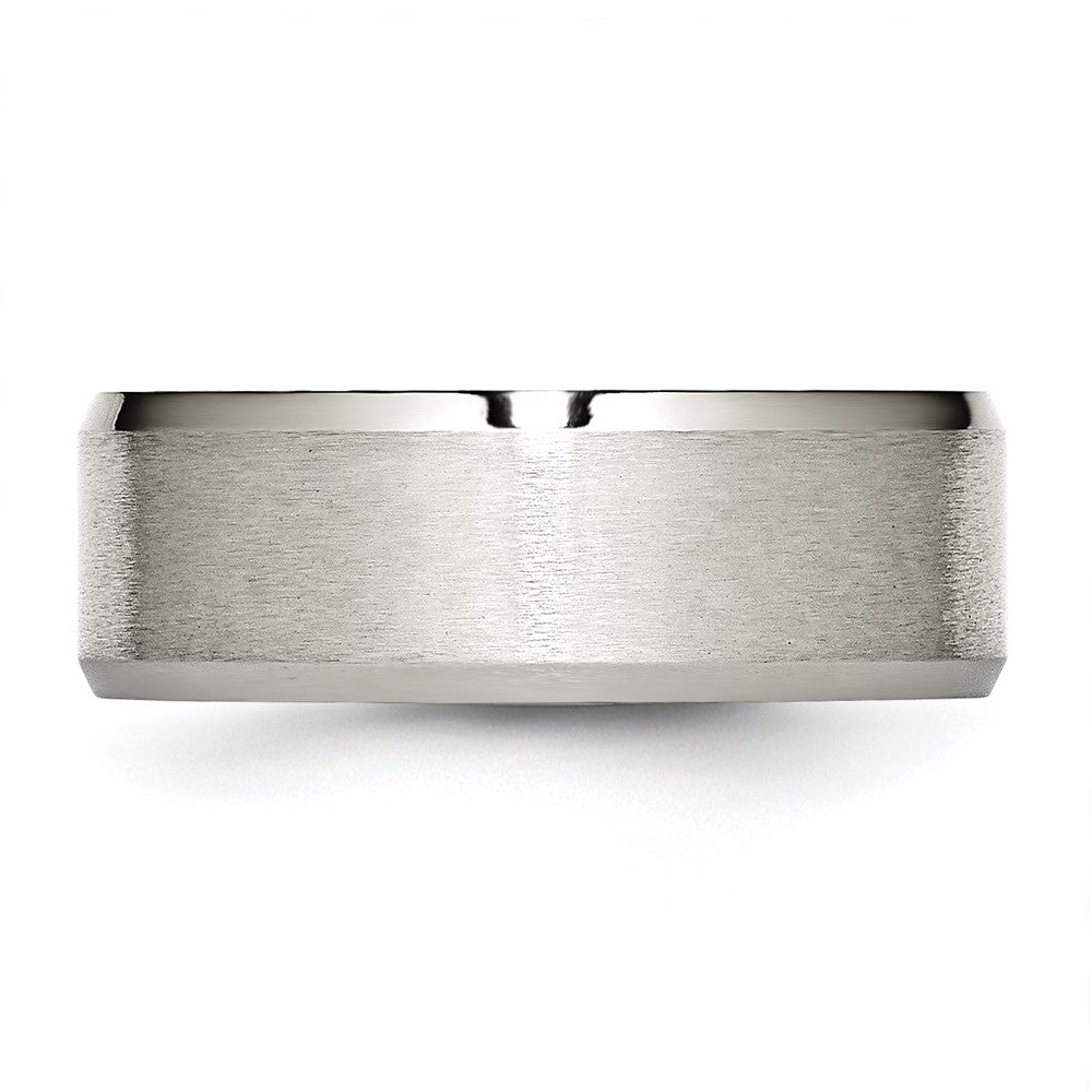 Chisel Stainless Steel Polished with Brushed Center 8mm Flat Beveled Edge Band